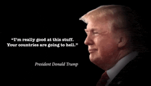 a picture of president donald trump with a quote from him