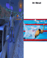 a picture of a man in a video game and a picture of a man in a swimming pool