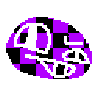a pixel art of a purple and black circle