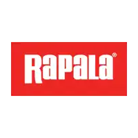 a red and white logo for rapala is on a white background