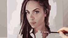 a painting of a woman with dreadlocks is made in animoto