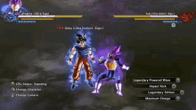 a video game screen shows vegeta and goku fighting each other