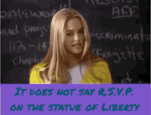 rsvp clueless does not say statue of liberty
