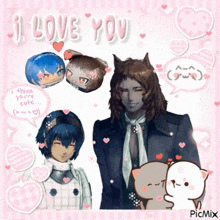 a picture of two anime characters with the words i love you
