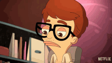 a cartoon of a man with glasses and a netflix logo in the corner