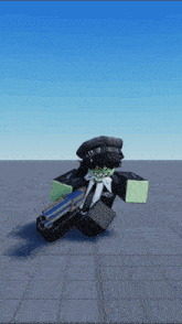 a cartoon character is holding a gun and a briefcase