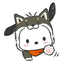 a cartoon drawing of a black and white dog