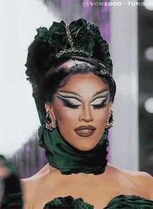 a close up of a drag queen 's face with the words vonxodd tumblr at the bottom