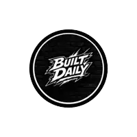a built daily logo is on a black circle