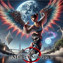 a woman with wings is on a poster for museum bola