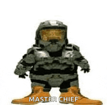 a cartoon of a man in a military uniform with the words master chief written on it .
