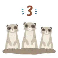 three meerkats are standing in the dirt and the words happy new year are above them