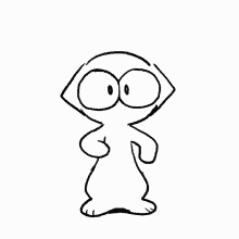 a black and white drawing of a cartoon character