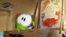 painting water color messy face om nom cut the rope