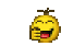 a pixel art smiley face is giving a peace sign and laughing .