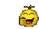 a pixel art smiley face is giving a peace sign and laughing .