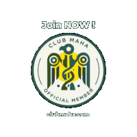 a logo for club maha official member with the words join now below it