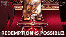 a poster for hazbin hotel shows a cartoon character