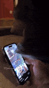 a person holding a cell phone that says this morning on it