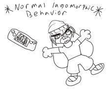 a black and white drawing of a person with the words normal lagomorphic behavior below them