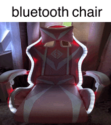 a picture of a pink chair with the words bluetooth chair below it