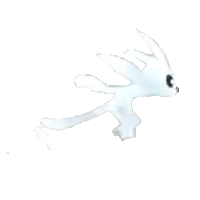 a ghost is running on a white background .