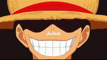 a cartoon character wearing a hat and sunglasses with the name julius on his face