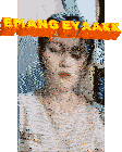 a woman with her eyes closed and the words emang ey aakk above her