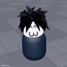 a cartoon character with black hair and the number 3 on its face