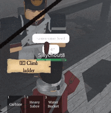 a screenshot of a video game shows a character named sillychout8 talking to another character