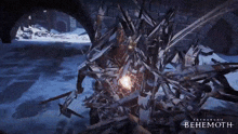 a video game called skydance 's behemoth is being played in a cave