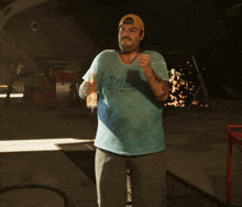 a man in a blue shirt that says bristol on it