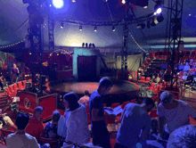 a group of people in a circus watching a performance