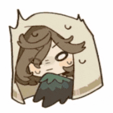 a cartoon of a person peeking out of a box with a surprised look on their face .