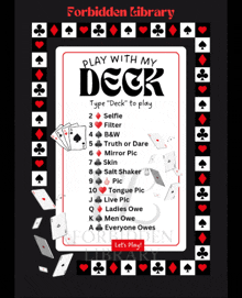 a poster that says play with my deck