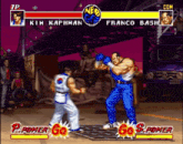 two fighters are fighting in a video game with franco bash in the background