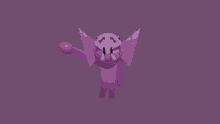 a 3d model of a purple monster with a large mouth and teeth