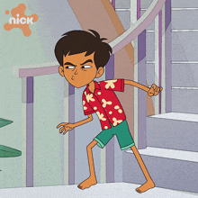 a cartoon of a boy with a nick logo on the bottom right