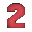 a pixel art of a red number 2 on a white background .