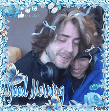 a picture of a man and woman with the words good morning on the bottom