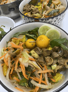 a bowl of food with a yellow egg on top of it