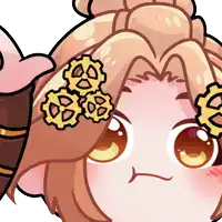 a cartoon drawing of a girl with gears on her hair