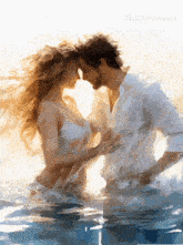 a painting of a man and a woman in the water with pixverse.ai in the bottom right corner