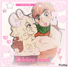 a drawing of a man and a sheep with the name chilchirp canon on the bottom right