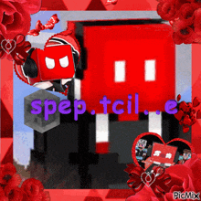a picture of a red cube with the words spep.tcil.e. on it