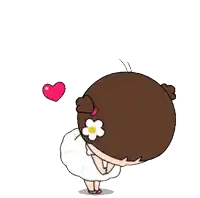 a cartoon girl in a white dress with a flower in her hair is smiling .