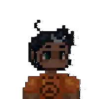 a pixel art drawing of a person with a shirt that says ' t.i.s. '