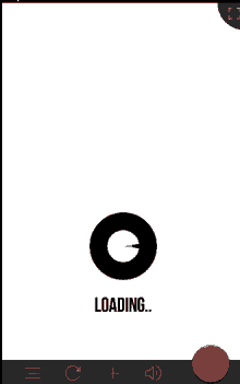 a black and white loading screen with a red button on the bottom