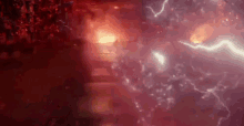 a close up of a lightning bolt in a dark room