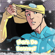 a cartoon of a man with a bandage on his head and the words mark de bonney